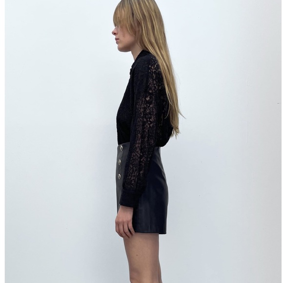 💜NWT ZARA LACE SHIRT SEMI SHEER oversized - Picture 5 of 5